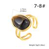Luxury Vintage Blue Natural Stone Rings for Women Stainless Steel 18K Gold Plated Tiger Eyes Stone Open Ring Jewelry Gifts