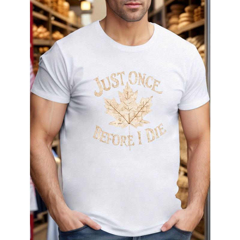 

European sizes Casual Short-Sleeve T-Shirts for Big And Tall Men, Featuring a Trendy Maple Leaf Graphic Print, Perfect for Summer Wear 4XL білий