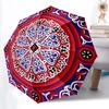 1pc Mandala Pattern Automatic Folding Umbrella - Portable Collapsible Design, 8-Rib Iron Frame, Durable Fabric Yy251125075