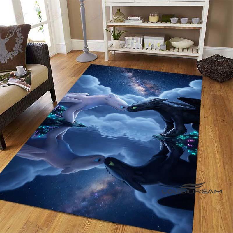 Various sizes of How to Train Your Dragon Toothless pattern rugs, cartoon style, suitable for bedrooms, living rooms, sofa