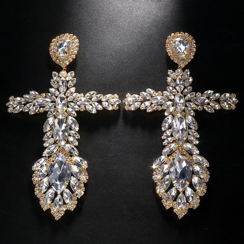 

Personalized Exaggerated Earrings Premium Light Luxury Pendant Earrings Women S Cross Earrings Accessories Earrings золотий