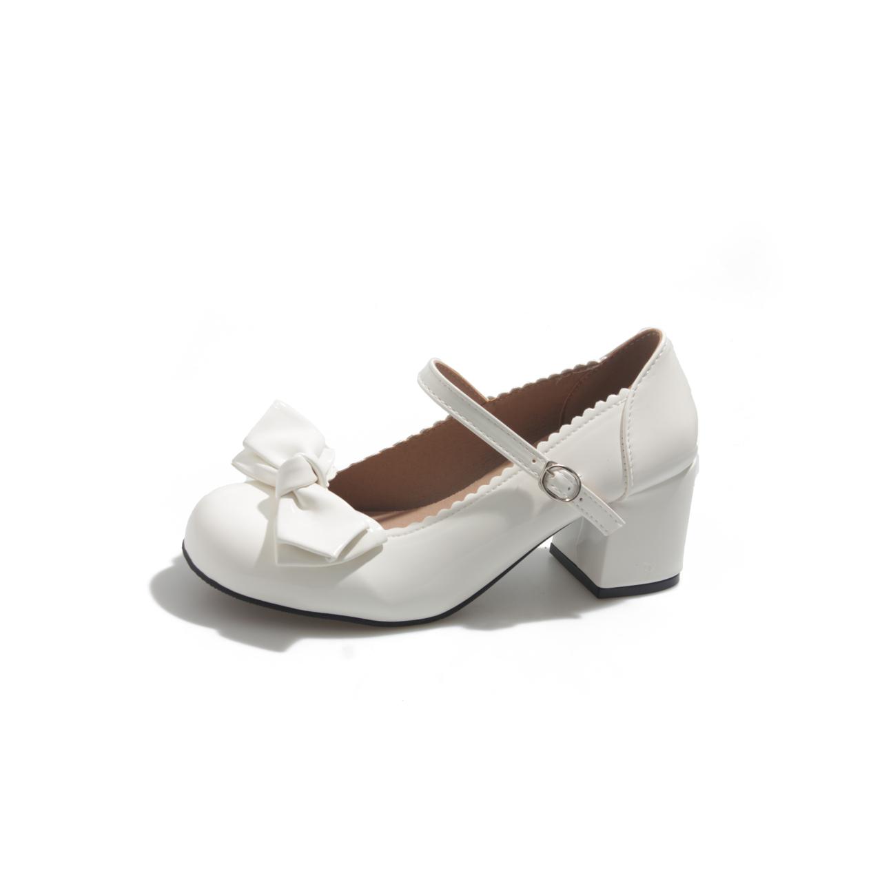 

Весенне-осенние туфли Мэри Джейн розовые белые модные с неглубоким вырезом и круглым носком на среднем каблуке женские элегантные уличные туфли-лодочки 35 белый