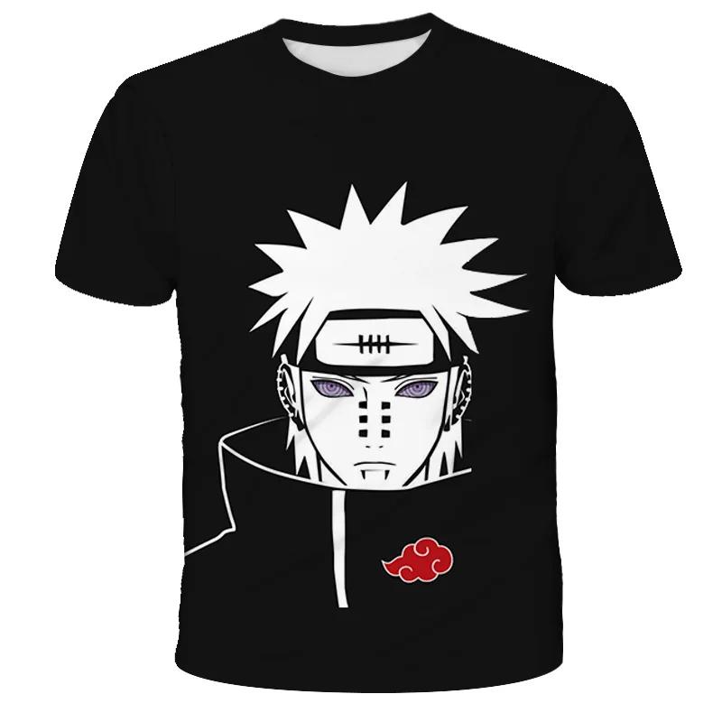 Summer Men's Japanese Anime Naruto 3D Printed T-shirt Children's Street Leisure Sports Large Top