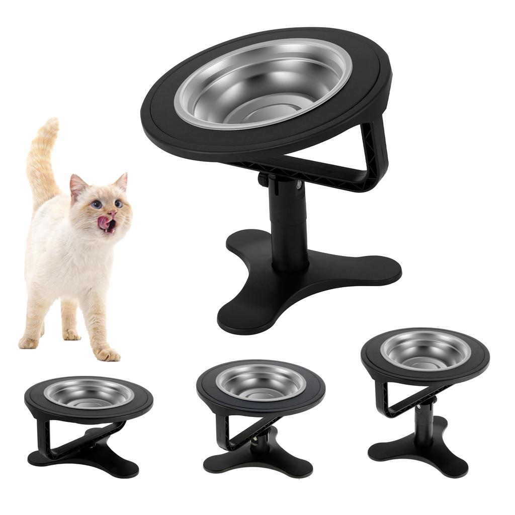 Cat Bowl Stand with Bowl Height Adjustable Pe Food Stand Tilted Elevated Dog Drink Water Bowl Nonslip Oblique Neck Protection