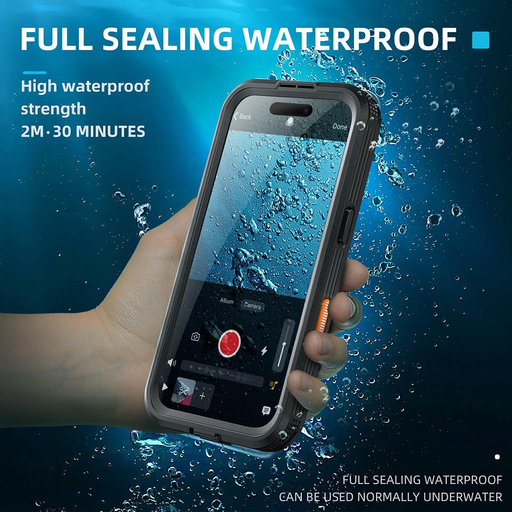 SHELLBOX For iPhone 16 Case Compatible with MagSafe IP68 Waterproof Clear Phone Cover