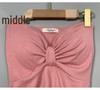 Korean Slimming Bow-Detail Ruched Bodycon Bandeau Dress for Women