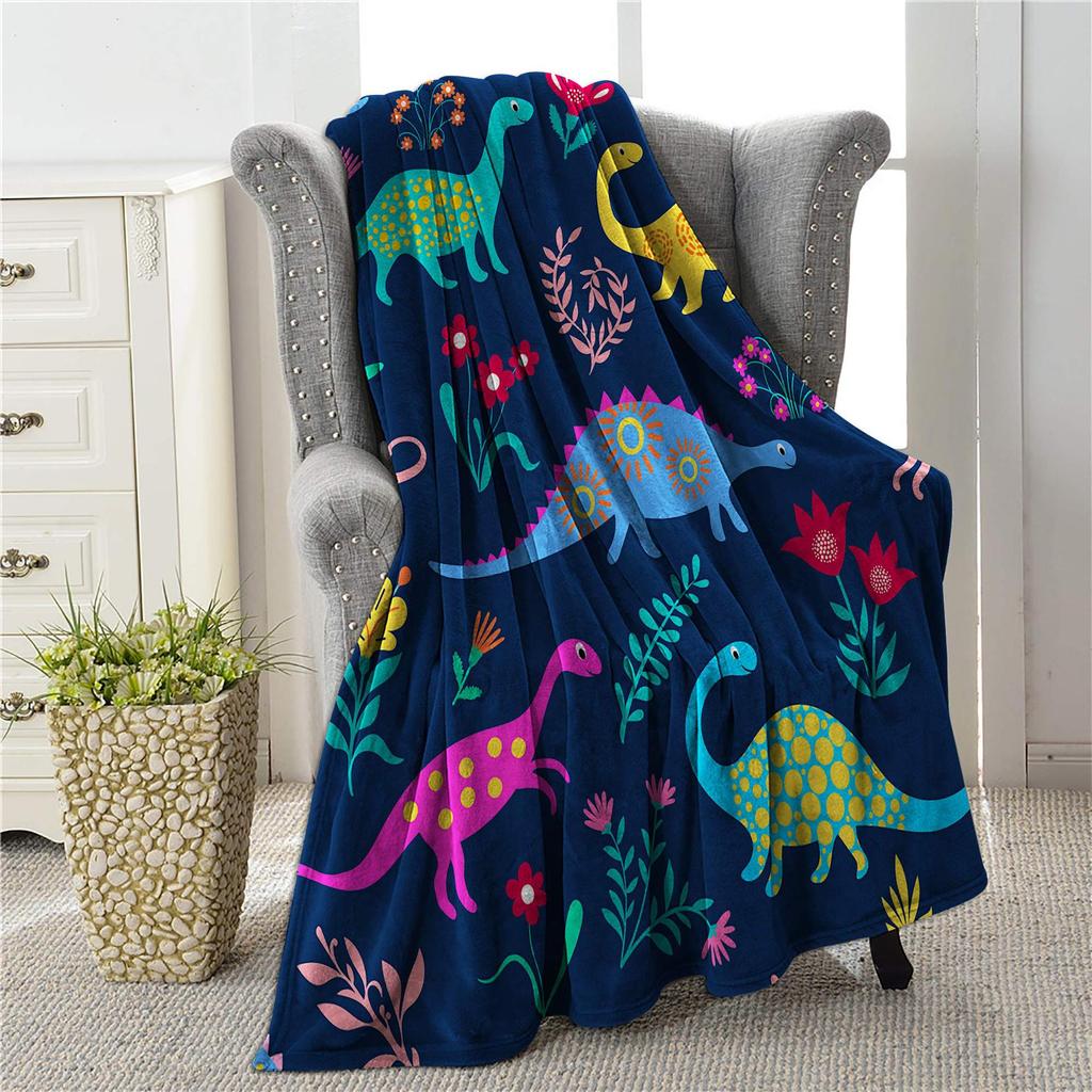 Cartoon Dinosaur Series Printed Blanket for Sofa Travel Camping Living Room Office Conditioning Blanket for All Seasons Gifts