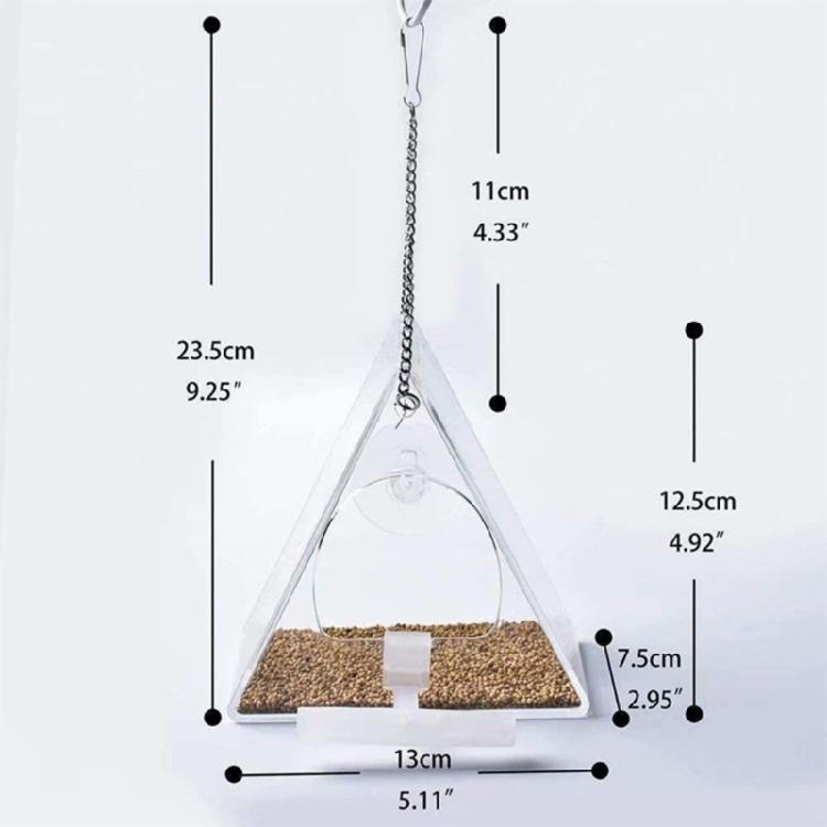 Acrylic Window Bird Feeder Clear Food Bowl with Perch for Outdoor Hanging