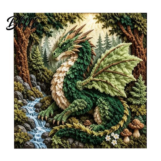 DIY Manual Skill Craft Fantasy Art Kit Fabric Poke Kits Dragon Mythic 3D Theme Room