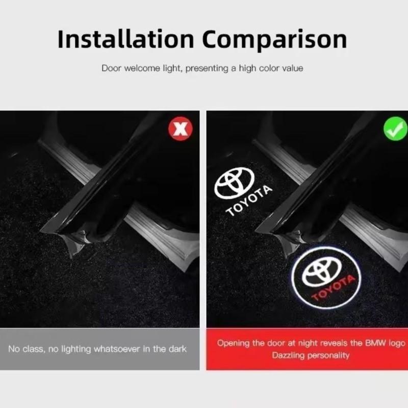 2Pcs LED Car Door Logo Projector Lamps Welcome Light For Toyota Corolla Yaris Aygo Prius RAV4 Crown CHR Camry Auris Verso