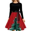 Women's Casual Vintage Christmas Print Neck Dress