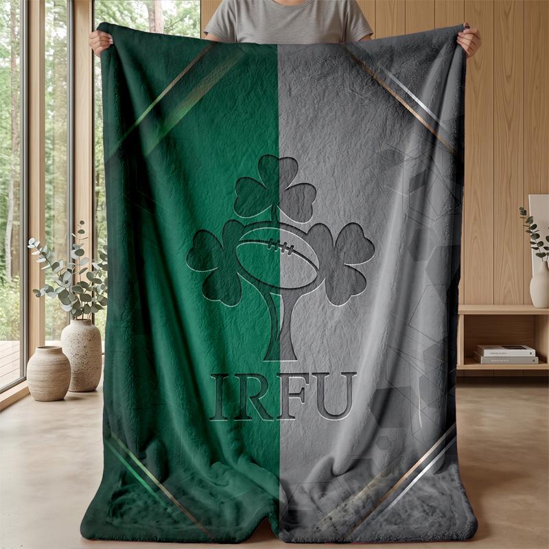 Coperta in Flanella Pile Rugby Irlanda Coperta Calda e Accogliente per Divano Letto Viaggio Uso in Tutte le Stagioni