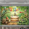 Bannière d'anniversaire 2D plate - Thème reptiles de la jungle, adaptée aux réunions de famille et aux événements de bureau