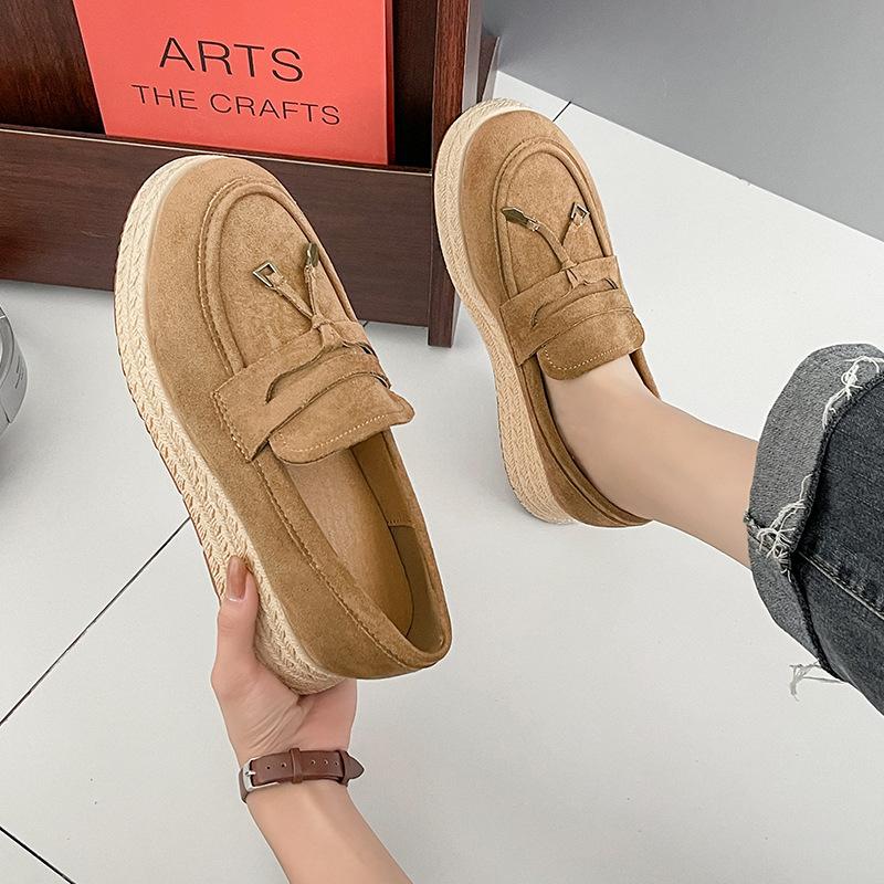 Fisherman shoes women's spring new wedge heel Boken shoes platform straw lazy