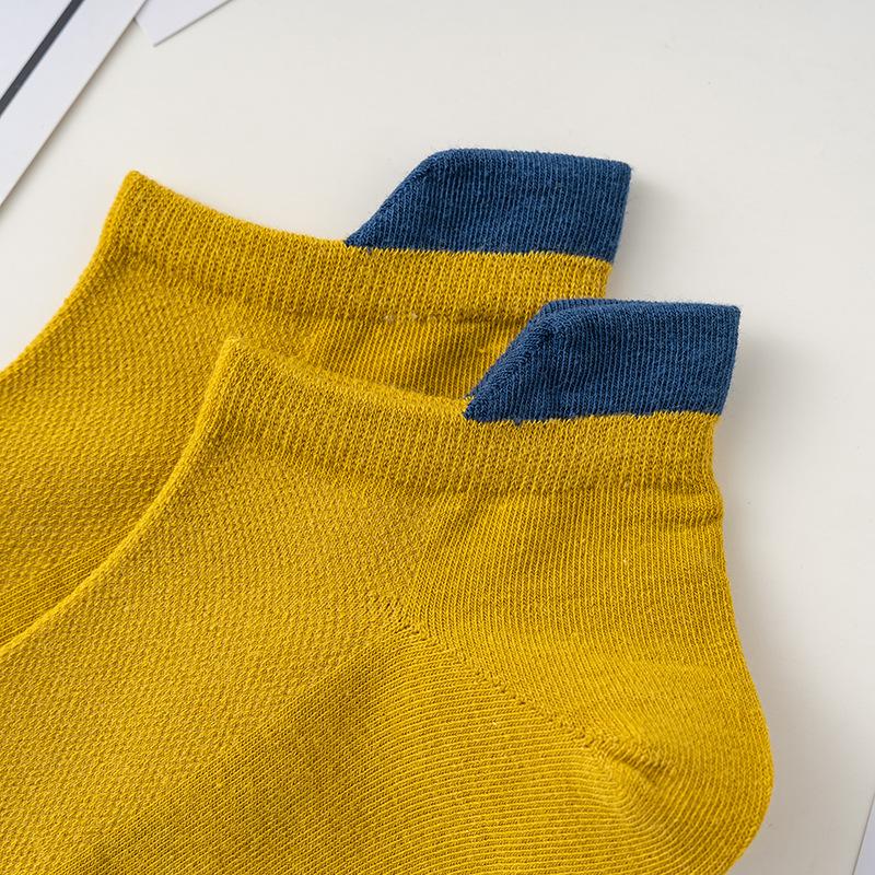 Summer Cotton Socks, Men'S Sports Mesh Men'S Boat Socks, Solid Color Short Socks, Sweat-Absorbing And Breathable Socks.