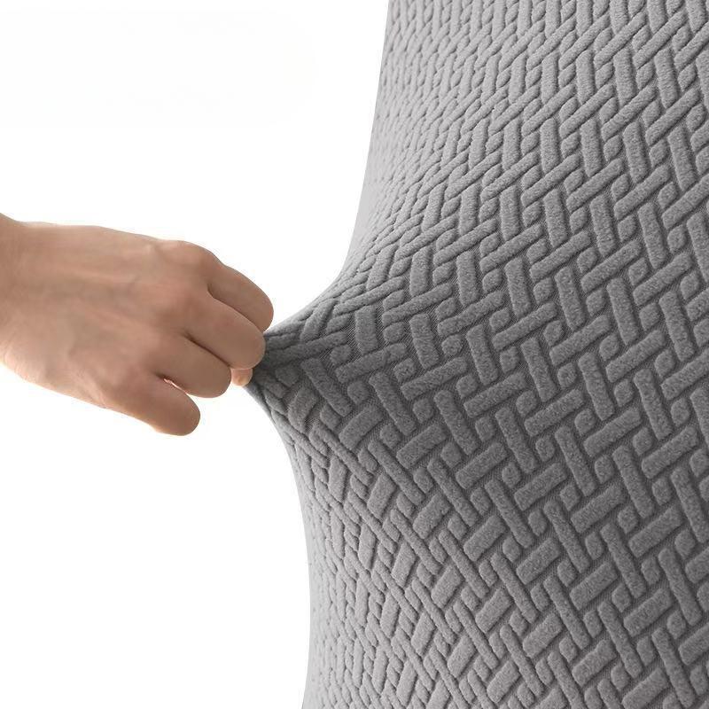 T-shaped Elastic Mid-back Fleece Jacquard Chair Cover Solid Color Home Living Room Decoration Backrest Chair Cover Universal
