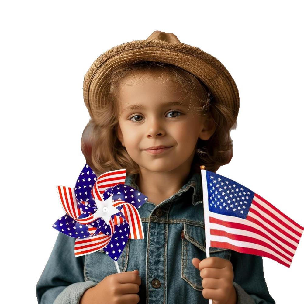 Patriotic Pinwheels Flags Set 250 Anniversary Fourth of July Decor Accessories Outdoor for Independence Day Party Supplies