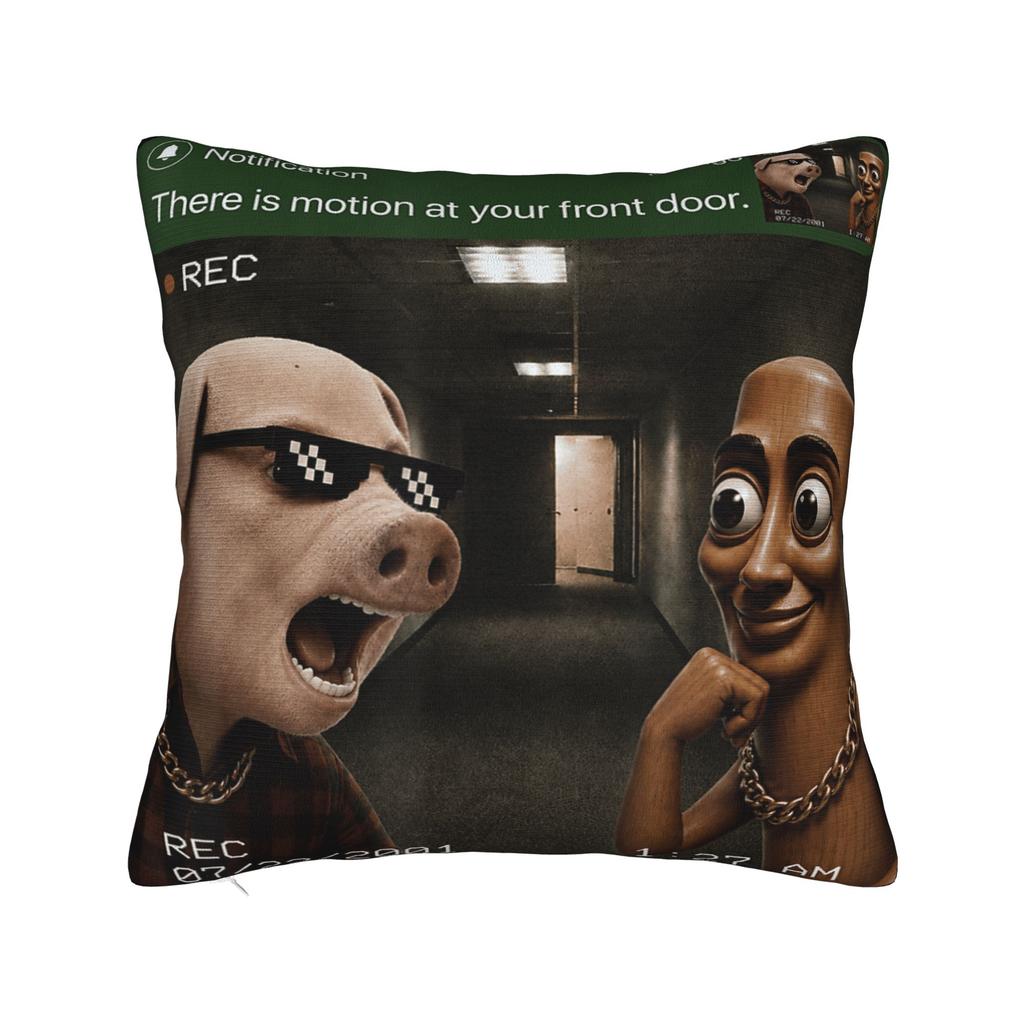 Tung Sahur John Pork Neegy Doorbell Meme Theres Motion Meme Pillow Case Print Pillow Cover Pillowcases For Couch Sofa Bedroom