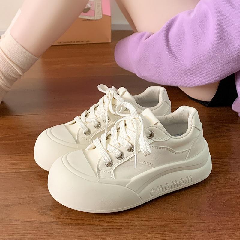 

Fashion versatile women s spring new casual shoes platform comfortable round head board shoes 40 бежевый