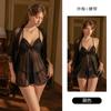 Women's Sheer Front Slit Deep V Bow Trim Backless Sleep Dress with Robe Lounge Set