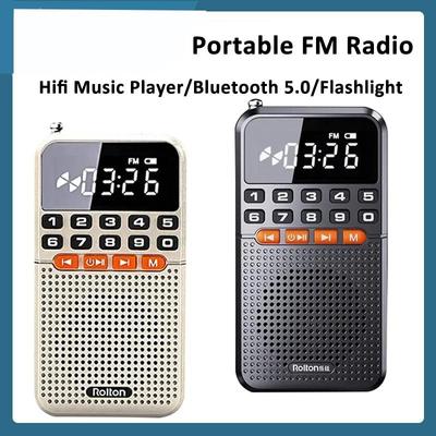 Přenosné kapesní rádio Duální anténní rádiový přijímač Mini Bluetooth reproduktor s LED displejem Svítilna Hudební přehrávač karet TF