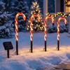 Outdoor Christmas Pathway Lights 4Pcs Solar Candy Cane Lights Stake Waterproof Powered Garden for Yard Lawn Patio Holiday Decorations Red White Decor