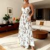 Exclusive for the New French Retro Small Floral Print Sexy Chest-wrapped High-waisted Slim-fitting and Thin Strap Dress