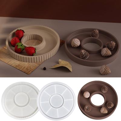 Creative Silicone Mold Silicone Tray Molds Hollow Round Shaped Silicone Dish Molds Round Plate Moulds for Hand-Making