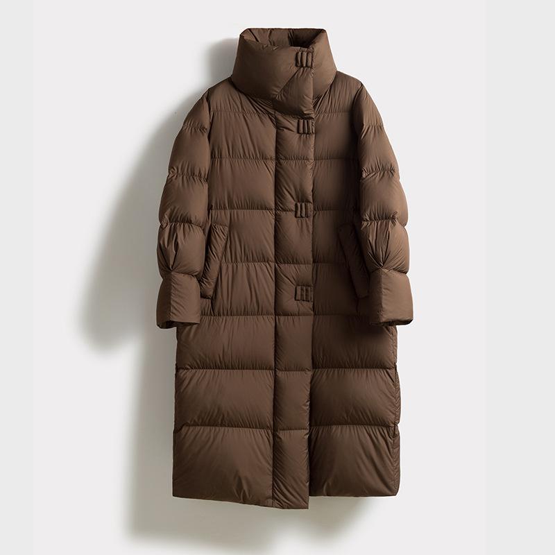 Winter Women's Plus Size Long Knee-length Warm Cotton Clothes Lapel Soft Jacket Knee-length Warm Jacket