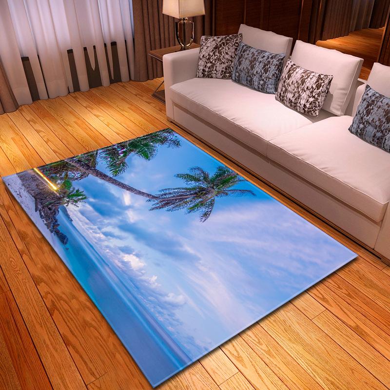 Beach Concept Landscape Living Room Carpet Bedroom Dining Room Floor Mat Pattern Size
