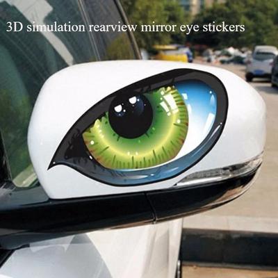 2 Stück Autoaufkleber 3D Stereo Katzenaugen Lustige Reflektierende Fensteraufkleber Auto Karosserie Styling Heckscheibe Automobil Dekoration