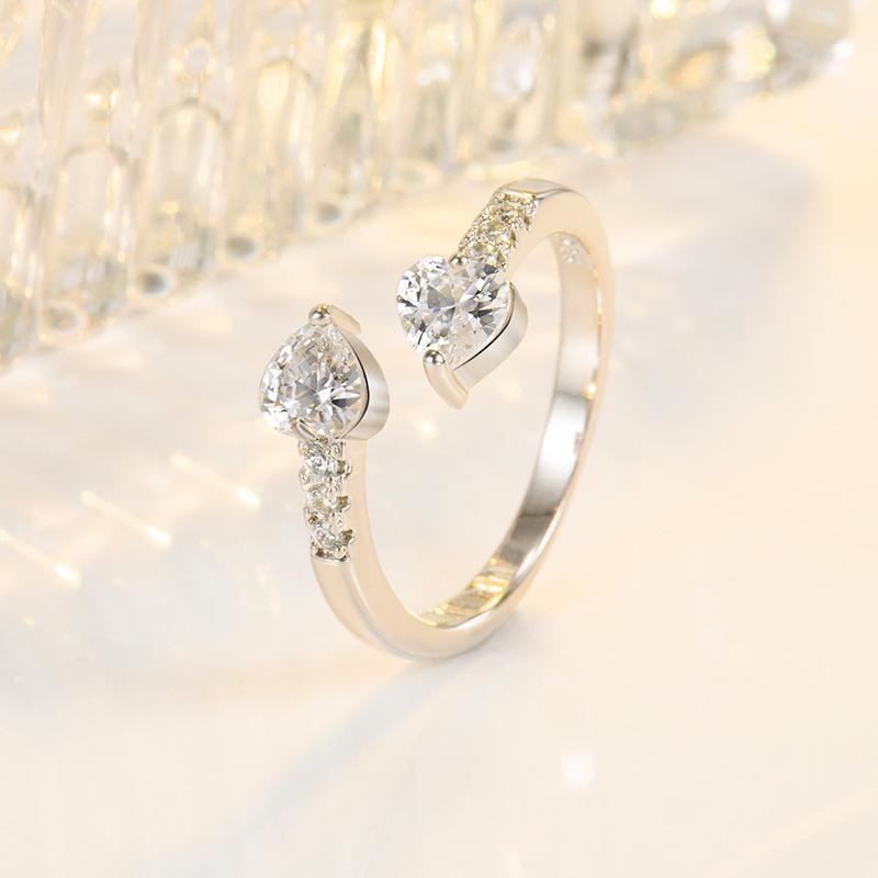 Korean Heart-Shaped Zircon Rose Gold Ring - Elegant Light Luxury Jewelry