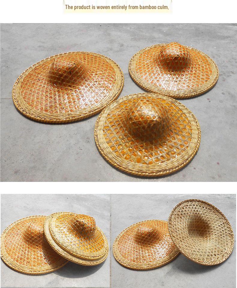 Bamboo Weaving Straw Sun Hat: Sun Protection, Farmer & Fishing Style, Magic Prop, Decorative Fisherman Hat.