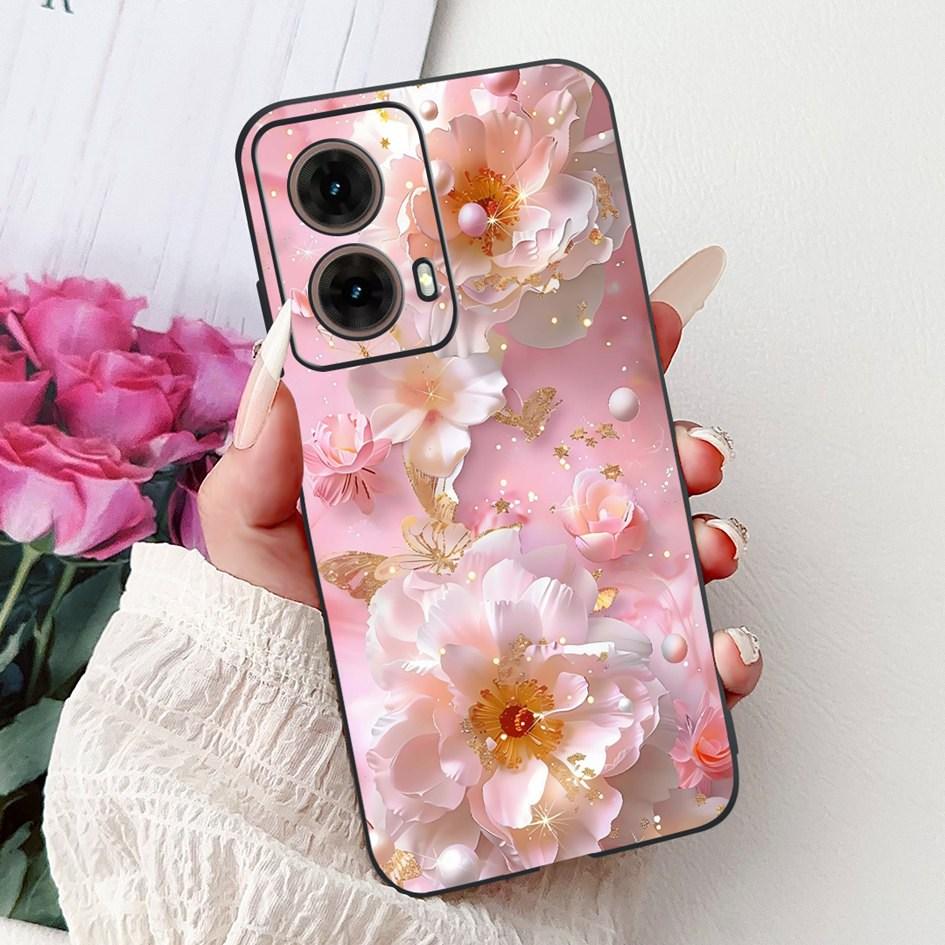 Case For Motorola Moto G35 Cover XT2433-5 Popular Flower Painted Soft Silicone Shockproof Coque For Moto G55 G75 G85 5G TPU Capa