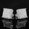 Big Cushion Square Full Micro Paved Mixed Cut Cubic Zirconia Piercing Stud Earrings Silver Tone Hip Hop Punk Trendy Accessories