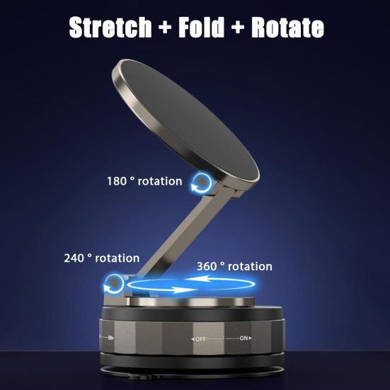 Magnetic Phone Holder Adjustable Vacuum Suction Cup Mount for Car Windshield Table Gym Universal Smartphone Stand