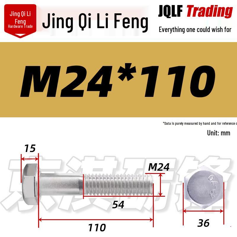 201 Stainless Steel Hex Head Bolt, Half Thread, M6-M30 Threaded Rod