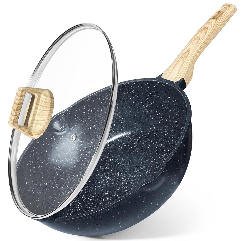 GiPP Frying with Induction and Gas Pan with Easy To Dishwasher High Heat PFOA and PFOS Gray Ceramic-Coated Pan, 30cm, Deep, Lid, Compatible,