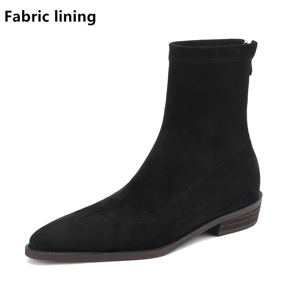 

Fashion Women Ankle Boots British Style Plus Size Zip Stretch Boots Casual Flock European American Boots Women Daily Office Lady Footwea 39