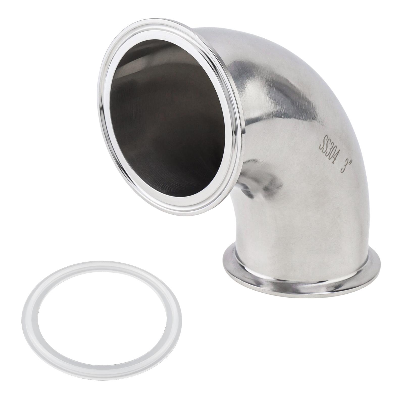 

Sanitary Ferrule Pipe Fitting,3 inch Pipe OD SS304 Elbow 90 Degree Tri Clamp Sanitary Pipe Fittings with 2 pcs Silicone,Resistant to High Temperatures