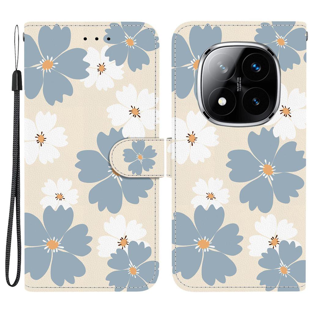 Wallet Case for Xiaomi Poco X7 5G/Redmi Note 14 Pro 5G/Note 14 Pro+ 5G Pattern Printing Leather Stand Phone Cover with Strap