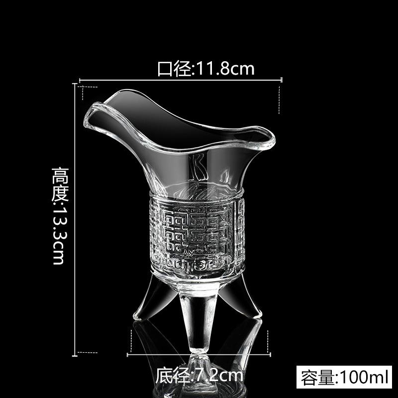 10ml-100ml Duke Pot Antique Imperial Glass Small Cup Household Creative 3- Foot Cup Chinese Korean Style Cup Tiny Wine Cup Set