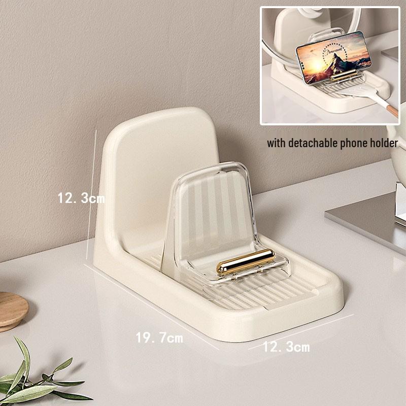 

Cream Multifunction Kitchen Rack: Lid, Spoon & Spatula Organizer