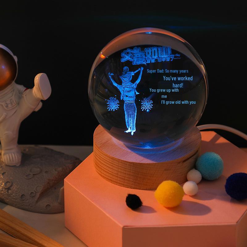 3D Galaxy Crystal Ball Night Light with Color-Changing Base - Unique Starry Sky Gift