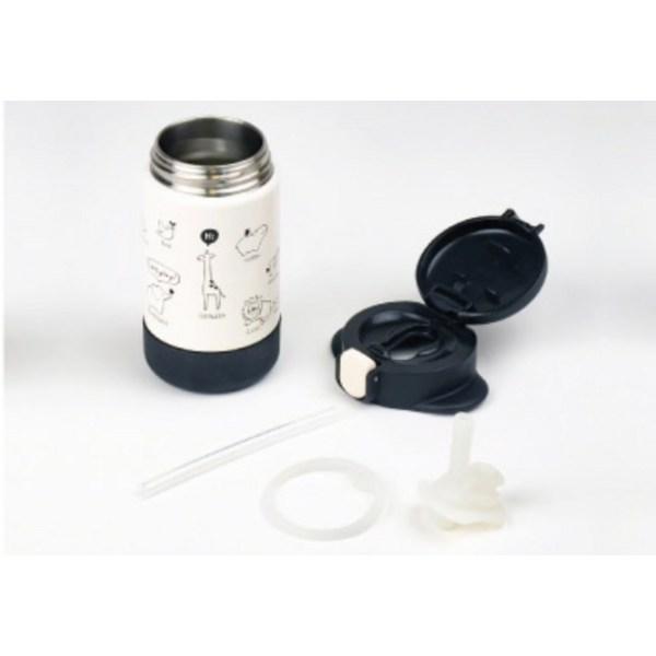 Richell 2way Stainless Steel Straw Cup 160ml, Black, 1 Piece