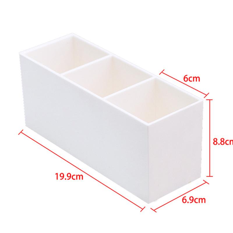 3 mřížky Organizér na štětce na make-up Plastový stolek Nádoba na kosmetické pero Držák na štětec na obočí Úložný box na rtěnku/laky na nehty