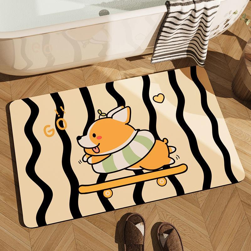 

Diatom mud cartoon non-slip bathroom bathroom floor mat, water-absorbing and dirt-resistant door floor mat 40X60cm 15.7X23.6in