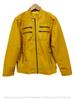 Stylová Pravá Nová žlutá Ručně šitá Jehněčí kůže Pánská Bunda Biker Motocyklová