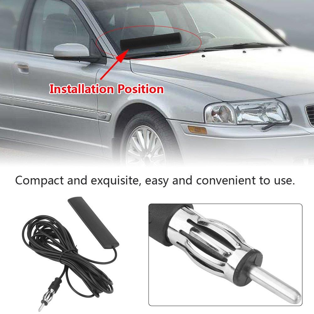 Akozon ANT-309 Car Antenna Radio Patch Universal Car FM Radio Antenna Patch Aerial Windshield Mount 5M Cable
