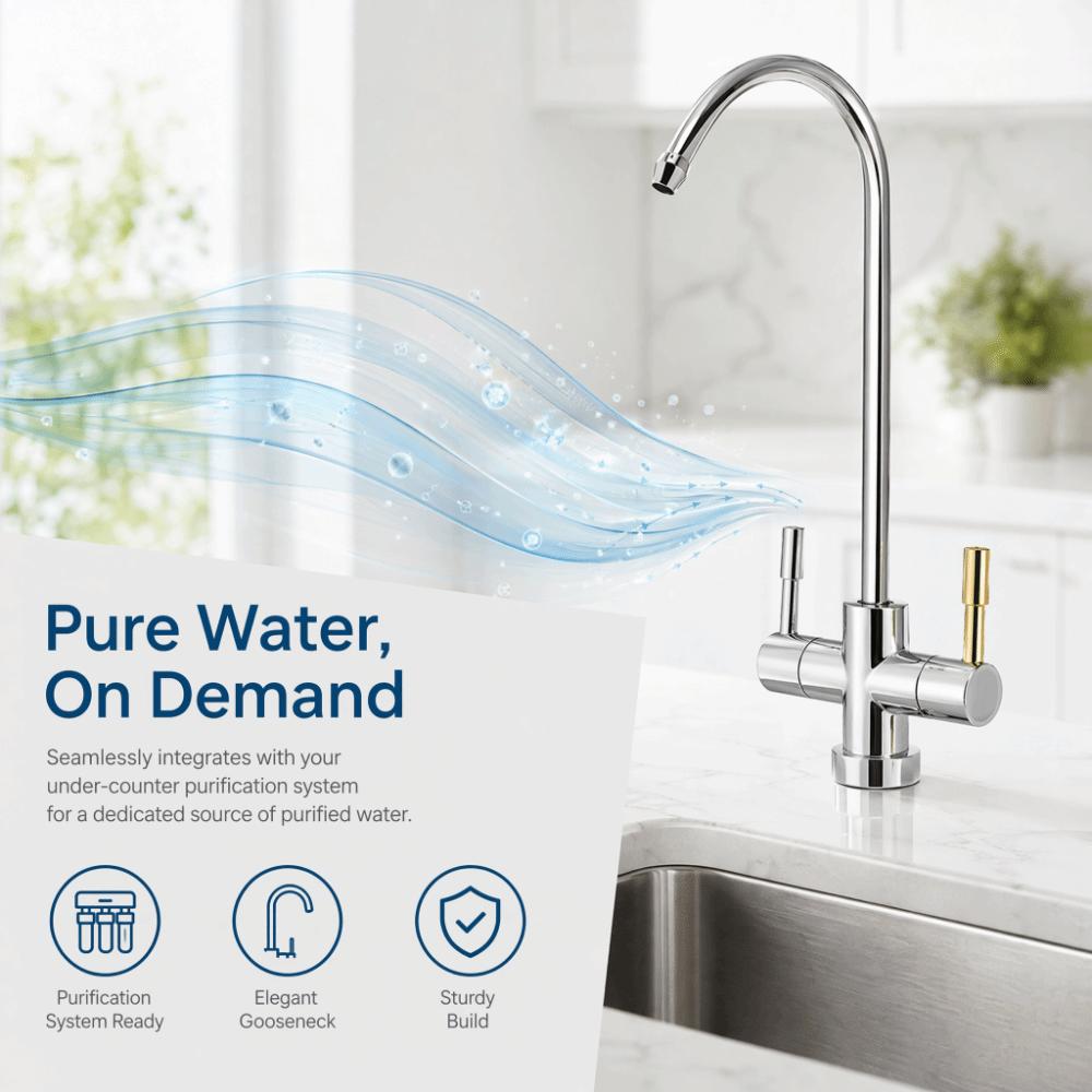 Umkehrosmose Trinkwasserhahn 1/4 Zoll Wasserfilterhahn Langlebiger Wasserhahn Küche